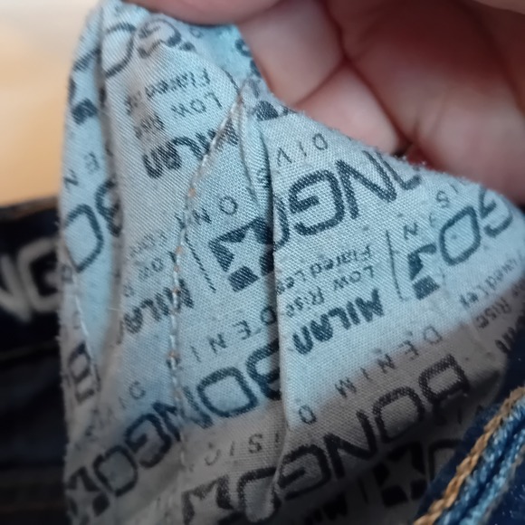 Y2K Women's Bongo Low Rise Flared Leg Jeans Dark Wash Denim Embroidered Casual 9 - Picture 13 of 16